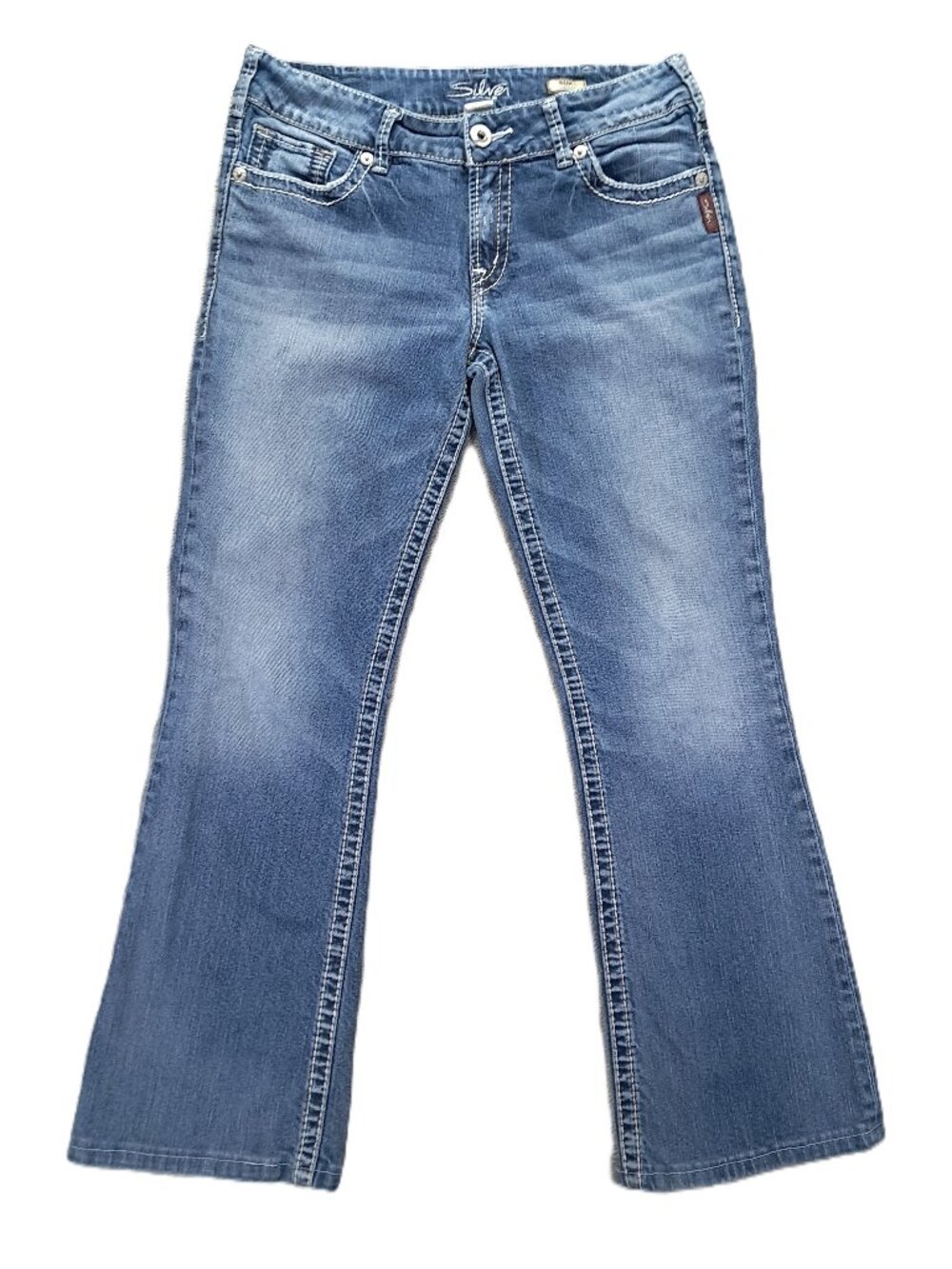 Silver Jean Women 31x30, Tag 30x32 Suki Bootcut Faded Blue Denim Stretch Western